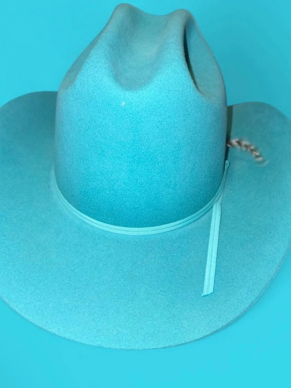 Turquoise Western Felt Cowboy Hat - Unbranded